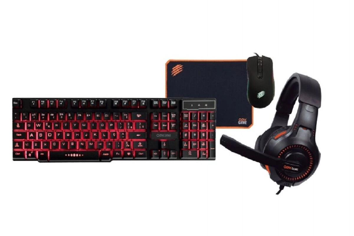 Kit Gamer Thunder Oex 4 em 1 Headset Multiplataforma, Teclado Rainbow, Mouse e Mousepad TM306 - Pret