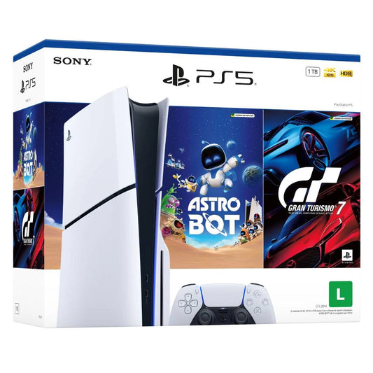 Console PS5 Sony Slim Disk 1TB c/ 2 Jogos Gran Turismo 7 e Astro Bot Bivolt