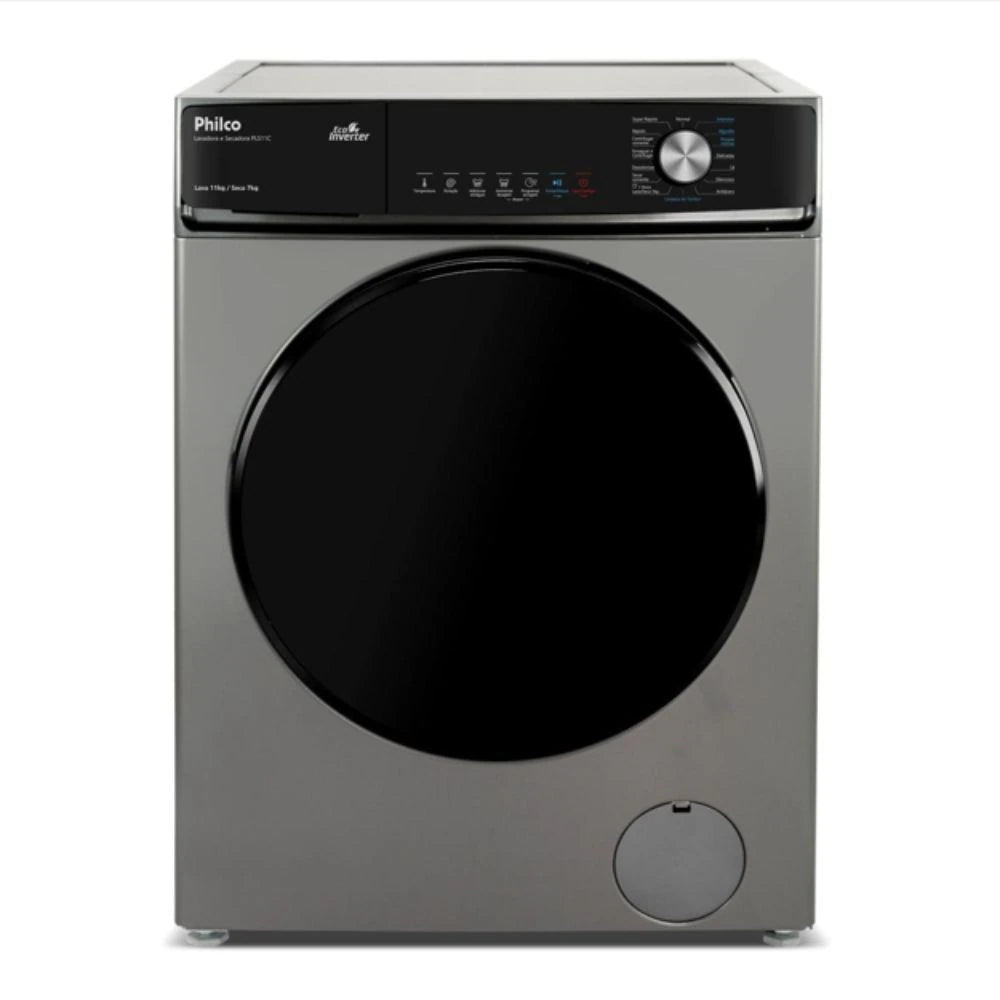 Lava e Seca Philco 16 Programas Eco Inverter 11kg Titânio PLS11C TITANIUM / 110v