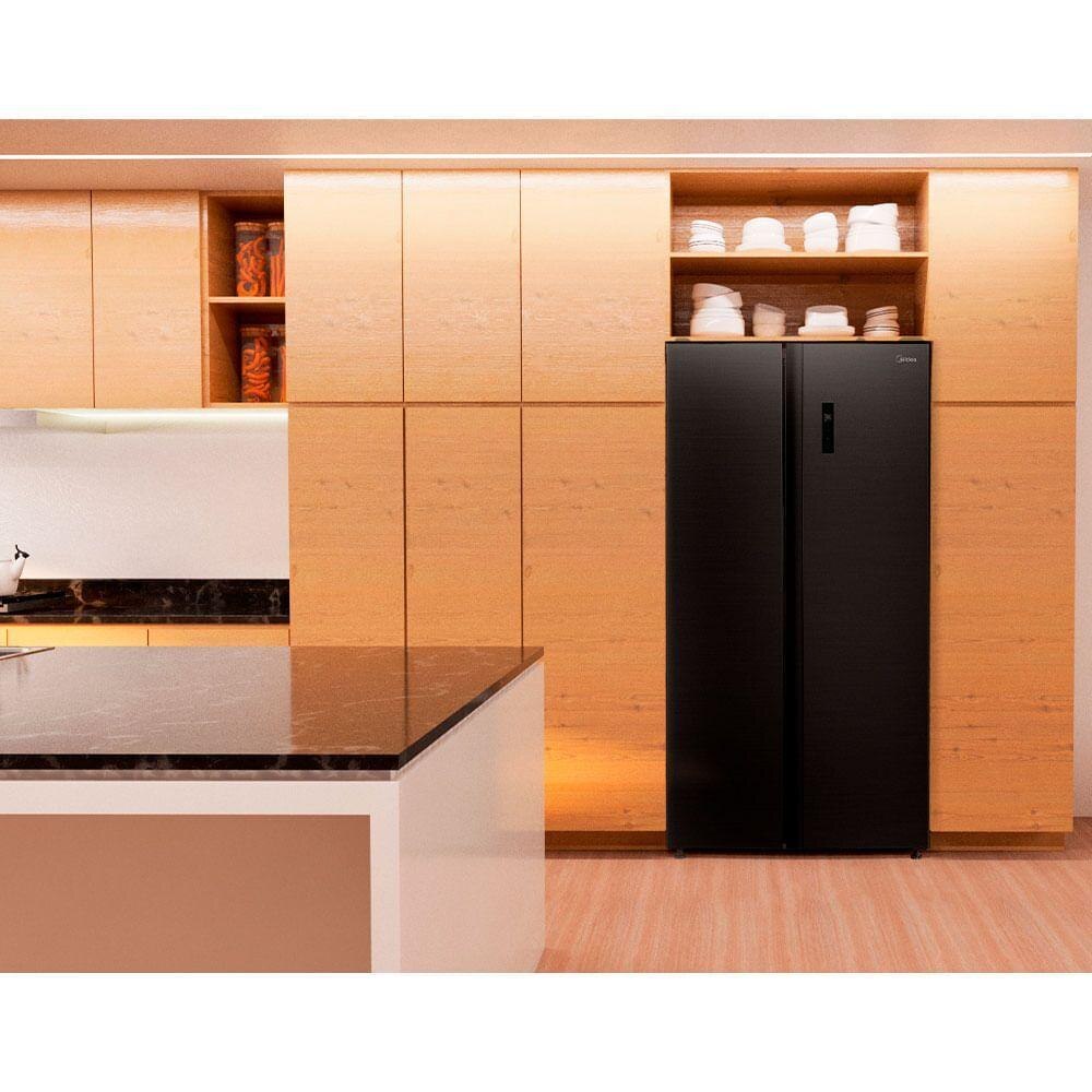 Geladeira Midea Side By Side Inverter Preto Conectada 511L 220V MD-RS710FGD282
