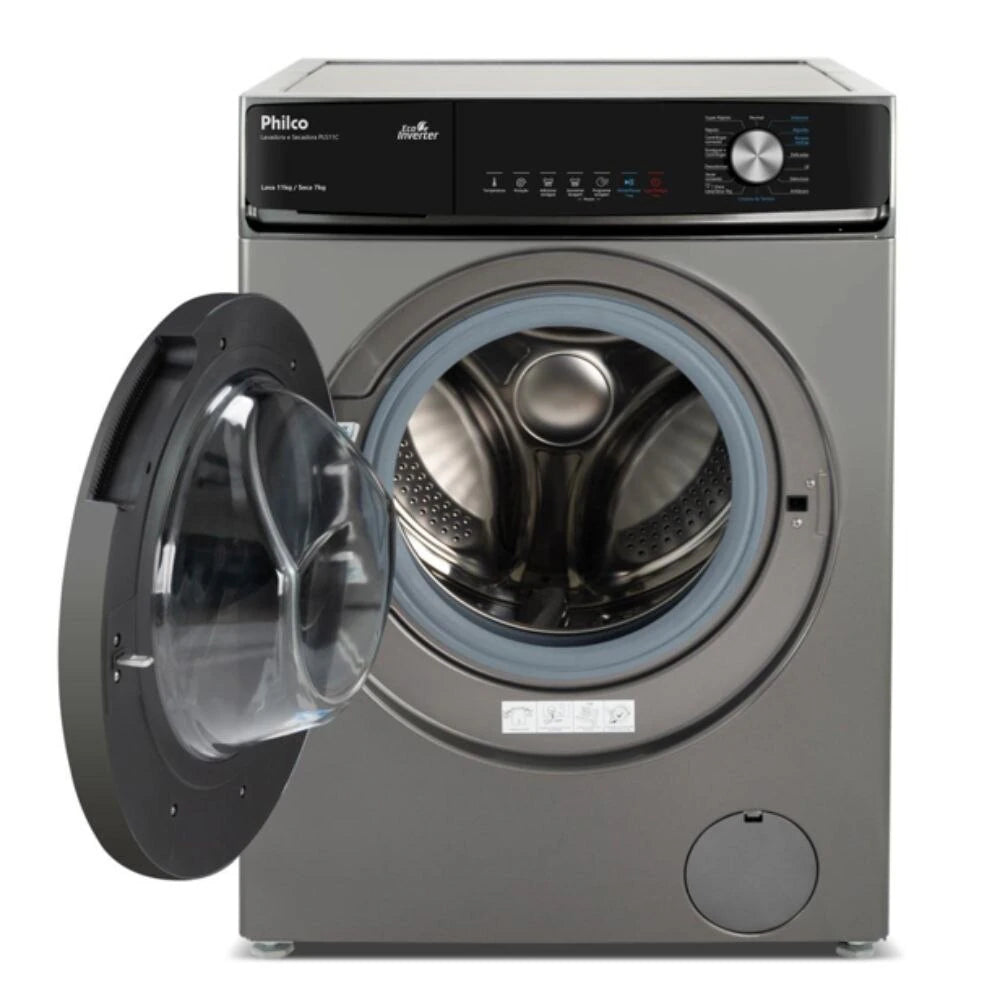 Lava e Seca Philco 16 Programas Eco Inverter 11kg Titânio PLS11C TITANIUM / 110v